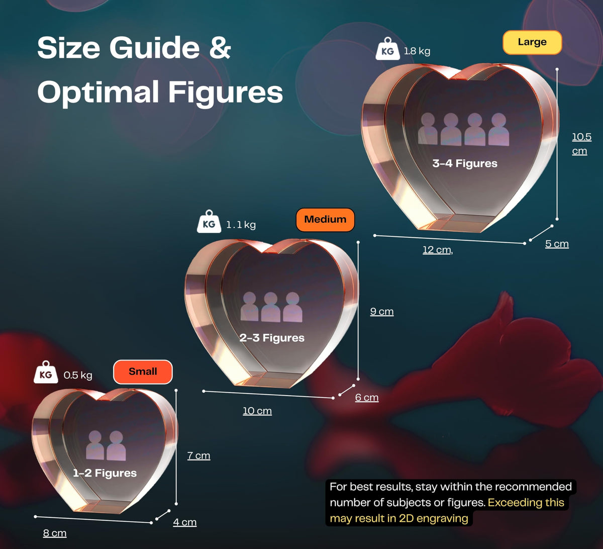 3D Crystal Heart personalized with a photo, image 2