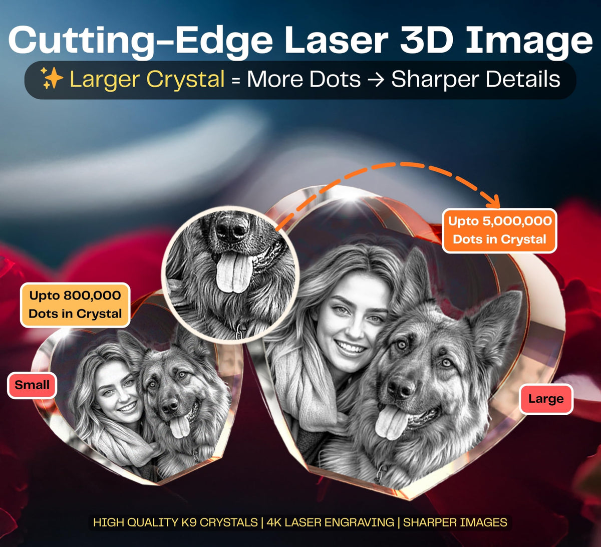 3D Crystal Heart personalized with a photo, image 4