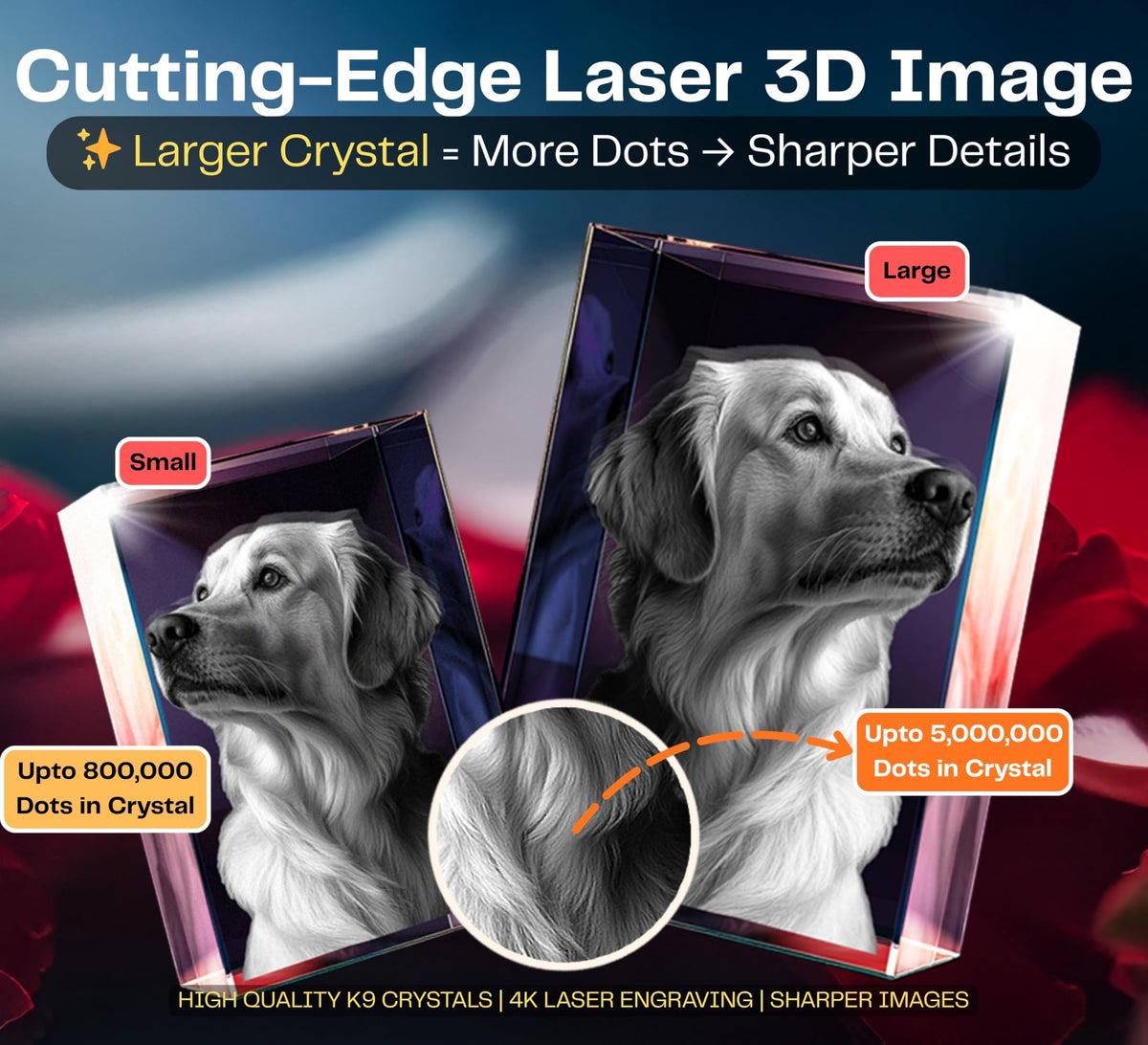 3D Crystal Rectangle - Portrait personalized with a photo, image 4