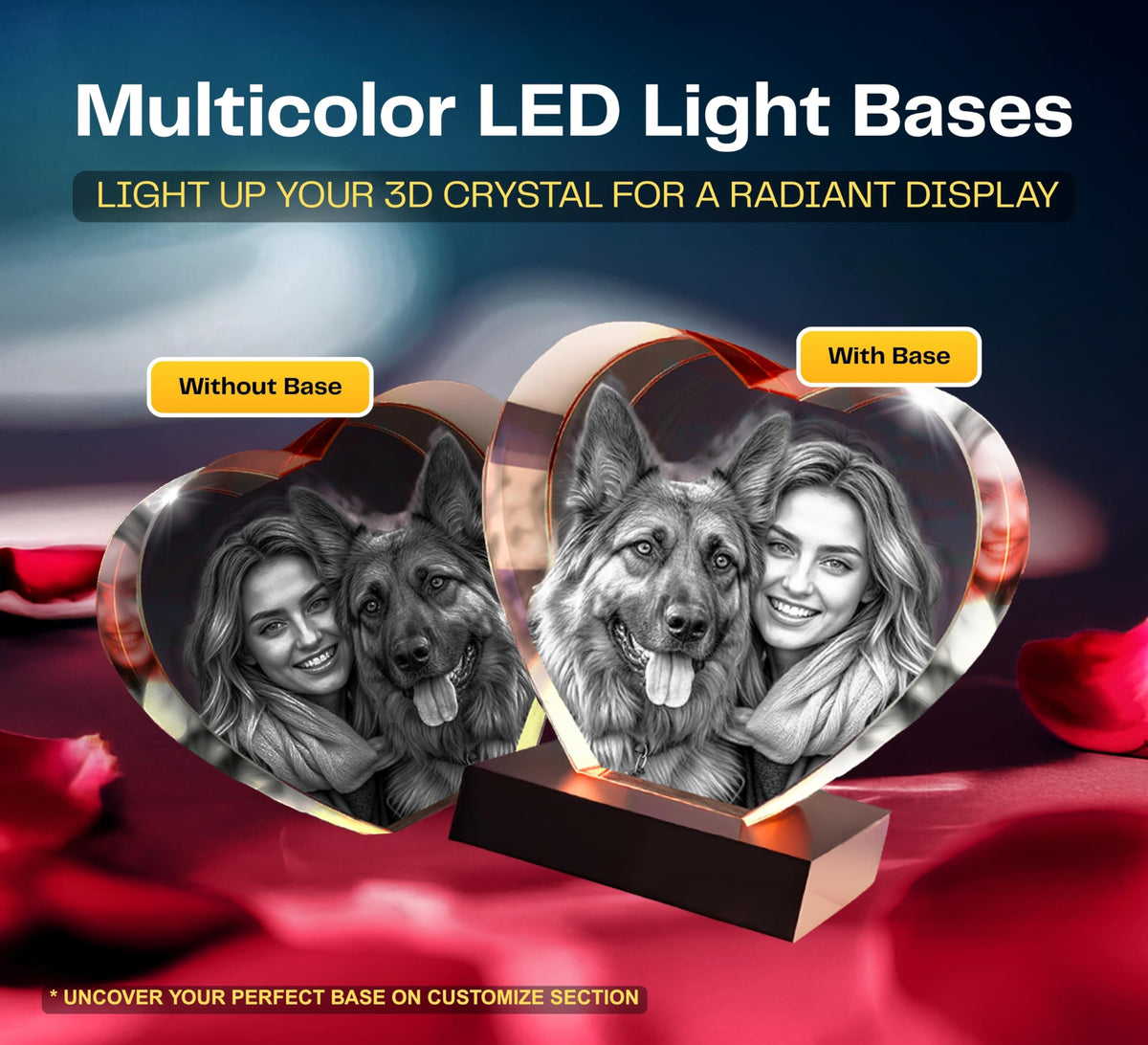 3D Crystal Heart personalized with a photo, image 3