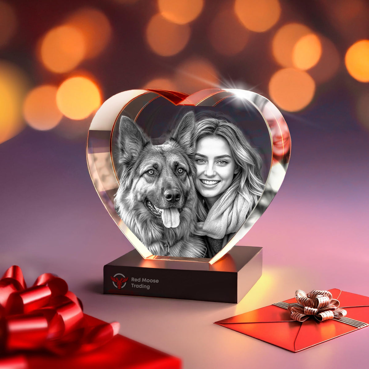 3D Crystal Heart personalized with a photo, image 1